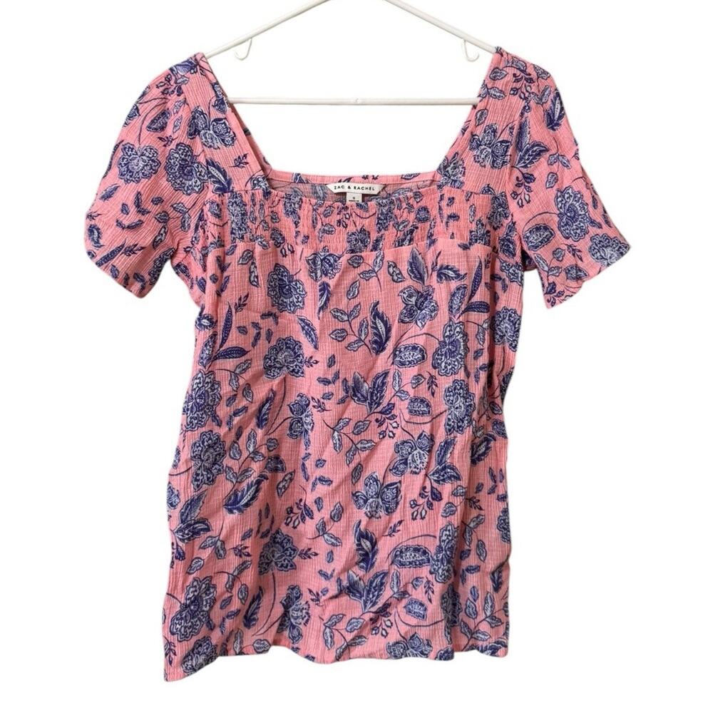 Zac & Rachel Women Size Small Paisley‎ Floral Top Shirt Square Neck Cottagecore